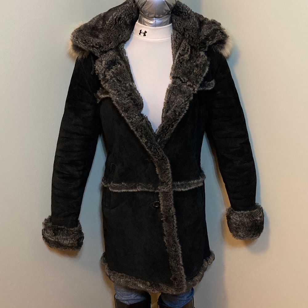 Women's Black Suede Long Coat
